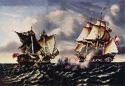 Thomas Chambers Capture of H.B.M.Frigate Macedonian by U.S.Frigate United States oil painting artist